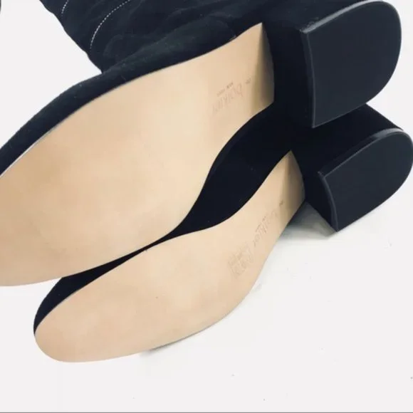 Botkier Black Suede Gold Zipper Over the Knee Boots Size 8 Brand New - Picture 2 of 8